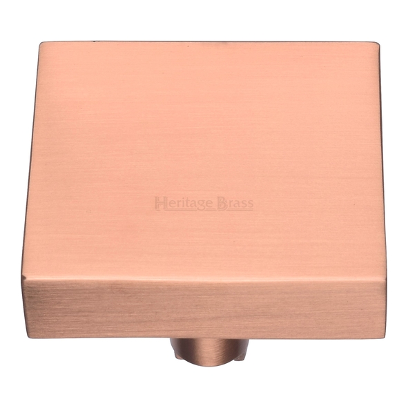 C3685 38-SRG • 38 x 38 x 9 x 28mm • Satin Rose Gold • Heritage Brass Square Design Cabinet Knob